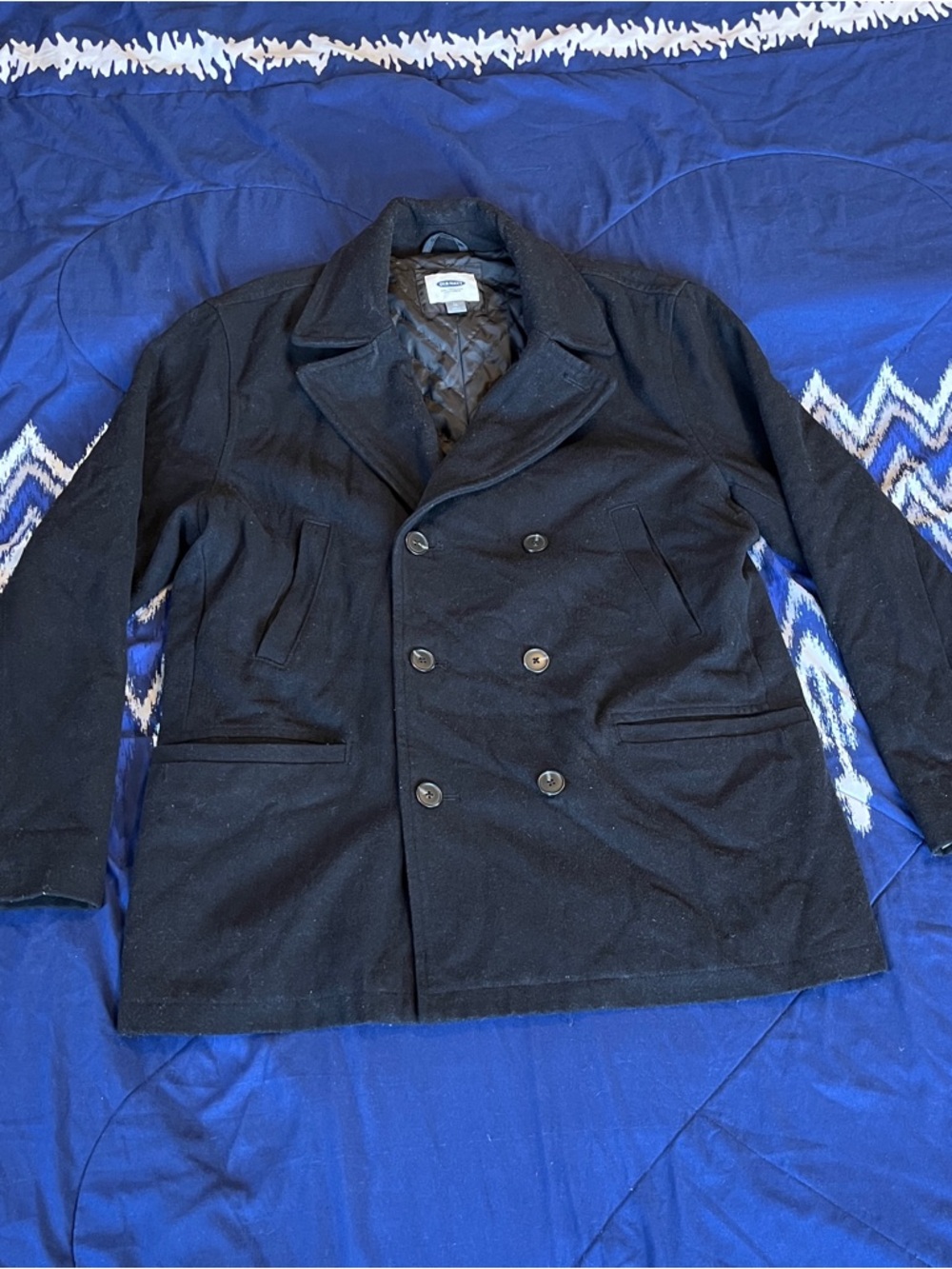 Old Navy Men's Black Double-Breasted Pea Coat